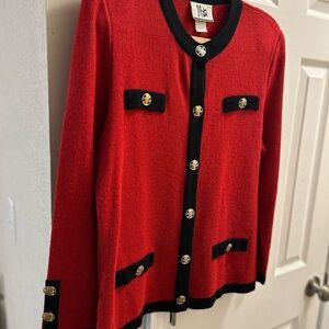 Red & Black Mita Knit Cardigan